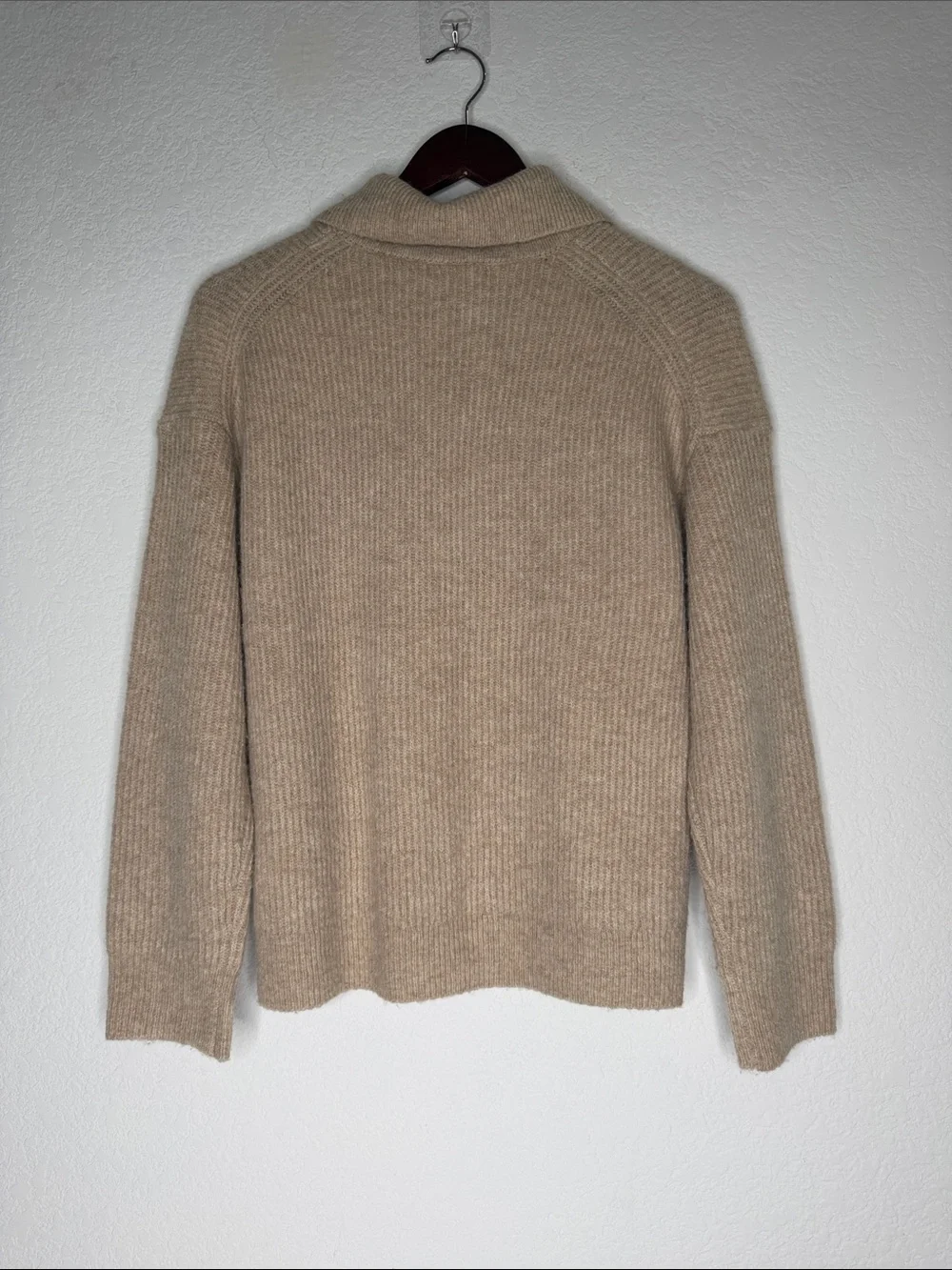 J.Crew Ribbed Merino Wool Half Zip Sweater Men’s Small Beige